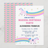 Unicorn Magical Birthday Party Rainbow Kaart (Voorkant / Achterkant)