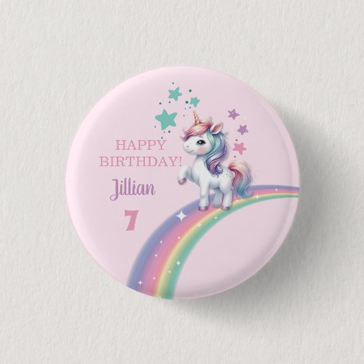 Unicorn Magical Birthday Party Ronde Button 3,2 Cm (Voorkant)
