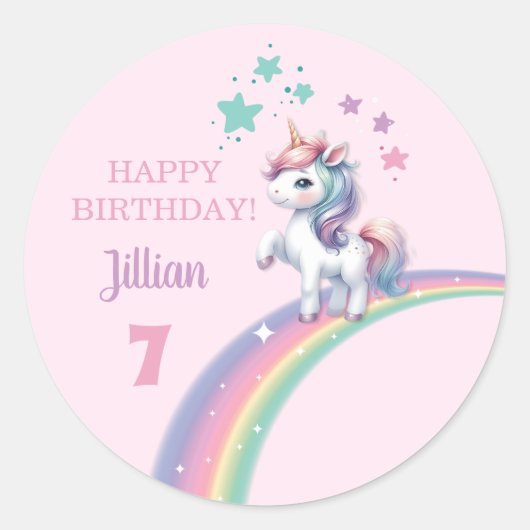 Unicorn Magical Birthday Party Ronde Sticker (Voorkant)