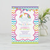 Unicorn Magical Celebration Birthday Party Invite Kaart (Staand voorkant)
