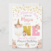 Unicorn Magical Day 1st Birthday Invitation Kaart (Voorkant)