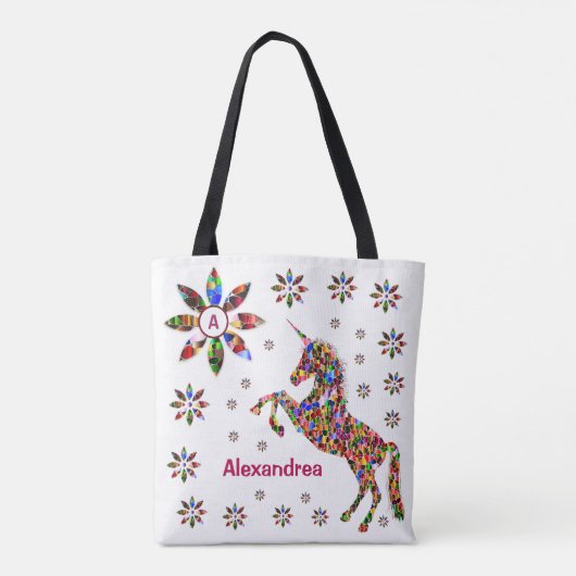 Unicorn Magical Fantasy Glitter personaliseren Tote Bag (Achterkant)