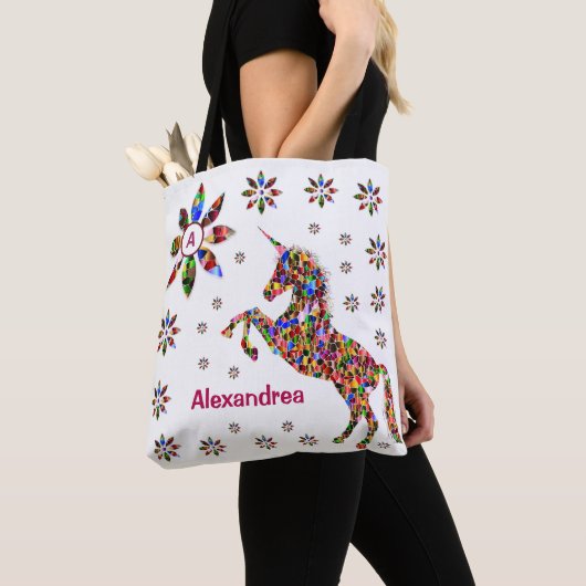 Unicorn Magical Fantasy Glitter personaliseren Tote Bag (Dichtbij)