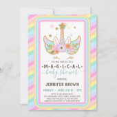 Unicorn Magical Glitter Stars Rainbow Stripe Kaart (Voorkant)