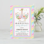 Unicorn Magical Glitter Stars Rainbow Stripe Kaart (Staand voorkant)