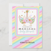 Unicorn Magical Glitter Stars Rainbow Stripe Kaart (Achterkant)