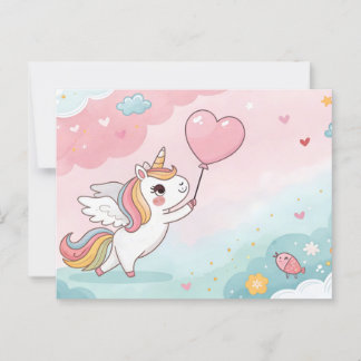Unicorn Magical Heart Day Briefkaart