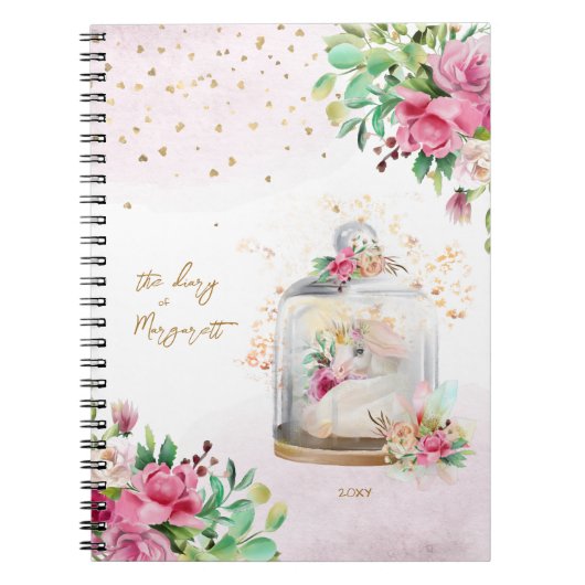 Unicorn Magical Illustration Girl Daily Diary Notitieboek (Voorkant)