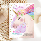 Unicorn Magical Pink Gold Rainbow Girl Birthday Kaart