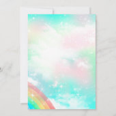 Unicorn Magical Rainbow 5th Birthday Party Invit Kaart (Achterkant)