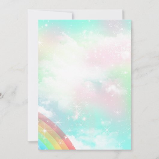Unicorn Magical Rainbow 5th Birthday Party Invit Kaart (Achterkant)