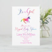 Unicorn Magical Rainbow Baby shower Uitnodiging (Staand voorkant)