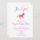 Unicorn Magical Rainbow Baby shower Uitnodiging (Voorkant / Achterkant)