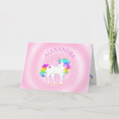 Unicorn Magical Rainbow Pink en Cute Birthday Feestdagen Kaart (Voorkant)