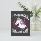 Unicorn Magical Stabby Feeling Sarcastic Horse Briefkaart (Staand voorkant)