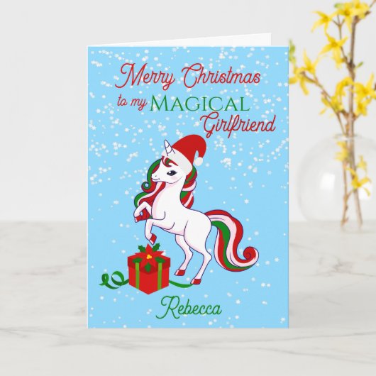 Unicorn Magical Vriendin kerstkaart Kaart (Gele Bloem)