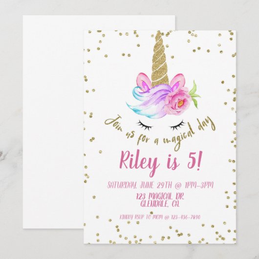 UNICORN, MAGISCH, BIRTHDAY, KINDER (Voorkant / Achterkant)