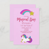 Unicorn magische day verjaardagsuitnodiging kaart (Voorkant / Achterkant)
