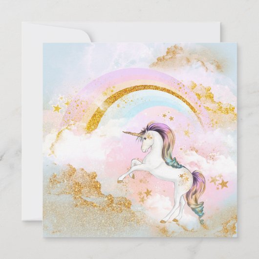 Unicorn Magische Eenhoorn Verjaardagsfeestje Uitno Kaart (Achterkant)