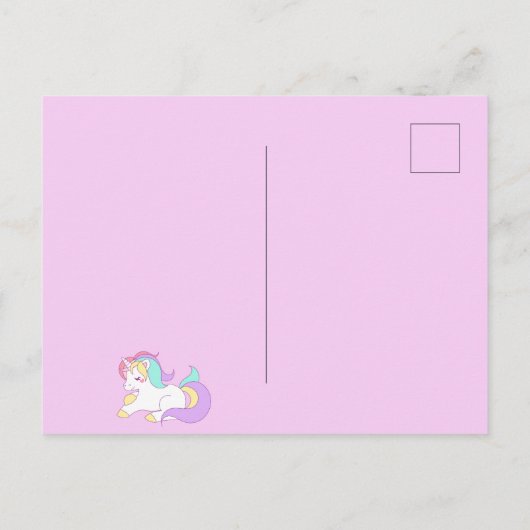 Unicorn magische girly 1e verjaardag uitnodiging (Achterkant)