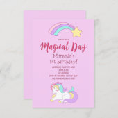 Unicorn magische girly verjaardagsfeestkaart kaart (Voorkant / Achterkant)