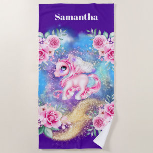 Unicorn magische glitter meisjes noemen fantasie strandlaken