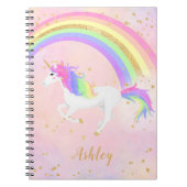 Unicorn | Magische roze en goudregenboog Notitieboek (Voorkant)