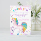 Unicorn magische verjaardag dank u kaart (Staand voorkant)