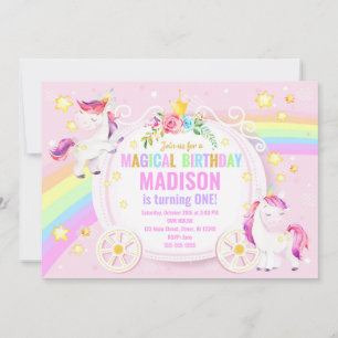Unicorn magische verjaardagsuitnodiging / grillig kaart
