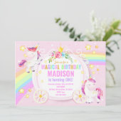 Unicorn magische verjaardagsuitnodiging / grillig kaart (Staand voorkant)