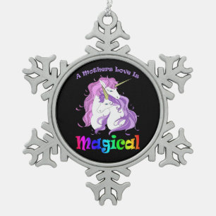 Unicorn mam A Mothers Love is Magical Tin Sneeuwvlok Ornament