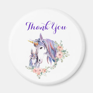 Unicorn Mam & Baby Floral Hartelijk dank Magneet