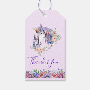  Unicorn Mam & Baby Waterverf Dank je Cadeaulabel