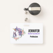  Unicorn Mam & Baby Waterverf Floral Badge (Achterkant met intrekbare)