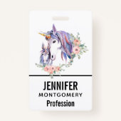 Unicorn Mam & Baby Waterverf Floral Badge (Achterkant)