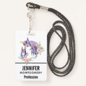 Unicorn Mam & Baby Waterverf Floral Badge (Achterkant met draagriem)