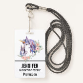 Unicorn Mam & Baby Waterverf Floral Badge (Voorkant met draagriem)
