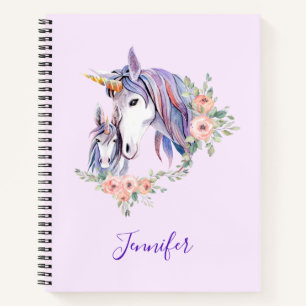 Unicorn Mam & Baby Waterverf Floral Notitieboek