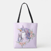 Unicorn Mam & Baby Waterverf Floral Tote Bag (Achterkant)