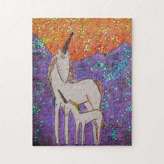 Unicorn Mama en Baby Legpuzzel (Verticaal)