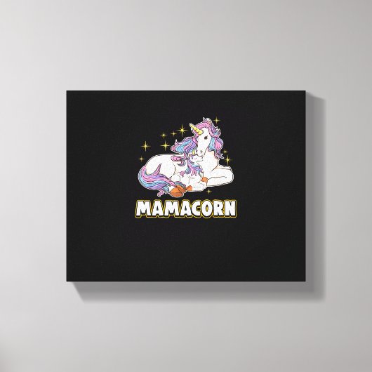 Unicorn Mamacorn Mom Mother Cute T-Shirt Canvas Afdruk (Voorkant)