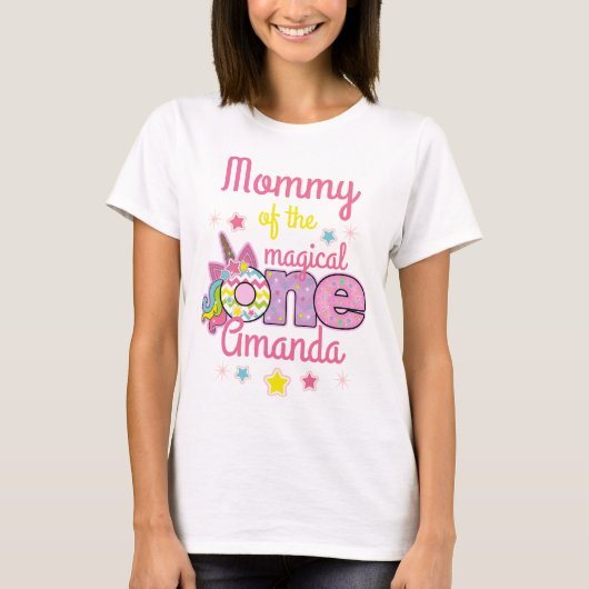 Unicorn mammie van het Shirt van één magische verj (Voorkant)
