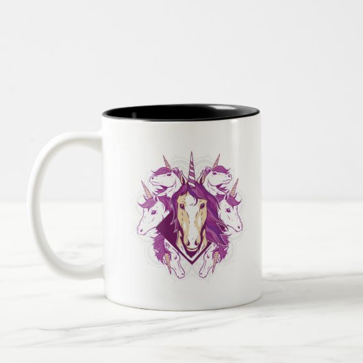Unicorn mandala tweekleurige koffiemok (Links)