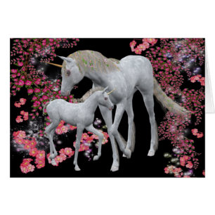 Unicorn Mare Baby Fantasy Horse-fotokaart