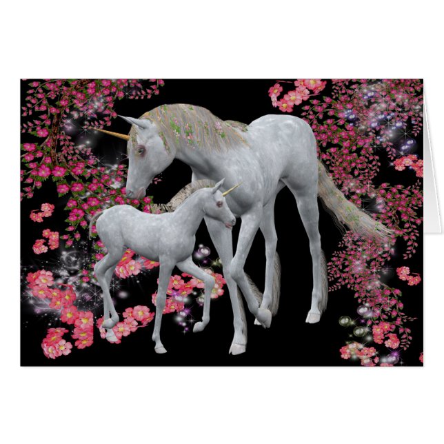 Unicorn Mare Baby Fantasy Horse-fotokaart (Voorkant Horizontaal)