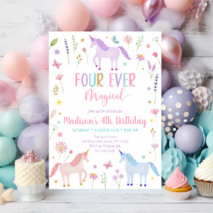 Unicorn Meadow Flower Four voor een magische verja Kaart