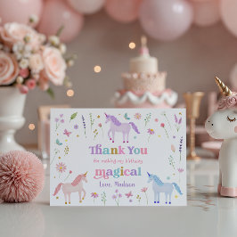 Unicorn Meadow Pastel Pink Gold Thank You Bedankkaart