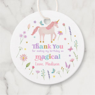 Unicorn Meadow Pastel Roze Gouden Verjaardag Bedankjes Labels