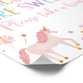 Unicorn Meadow Roze Pastel Verjaardag Trekteken Poster (Hoek)