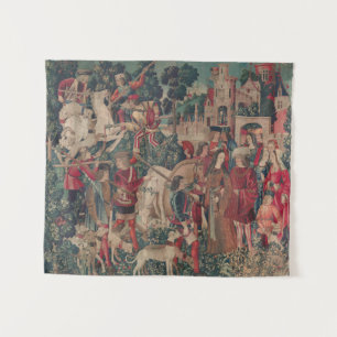 Unicorn Medieval Art - Hunters keren terug naar Ca Wandkleed